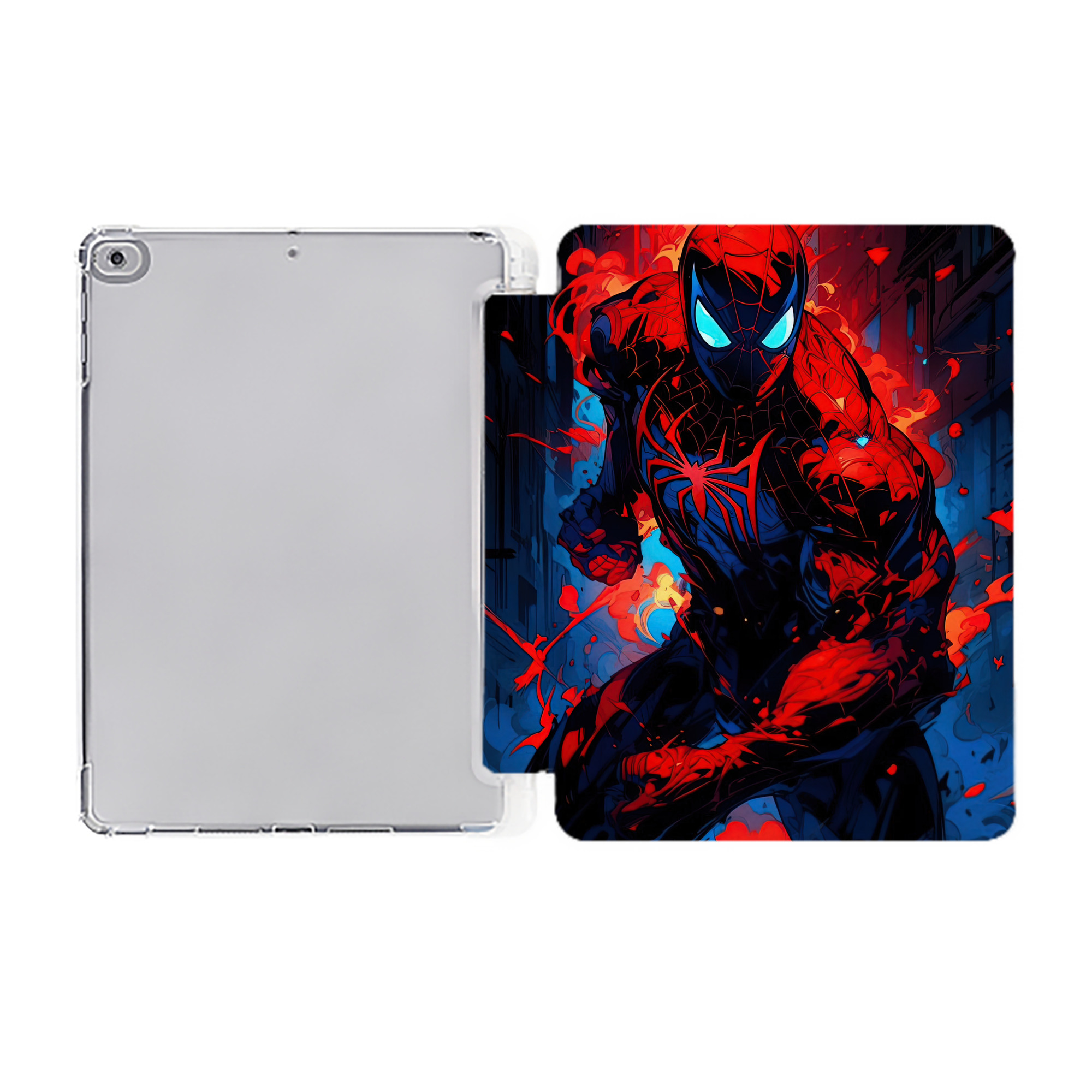 （画像用） Spider Man スパイダーマン IPad ケース ペン収納付き 三つ折りスタンド PUレザー×シリコン 対応機種9.5/10.5/10.9インチ